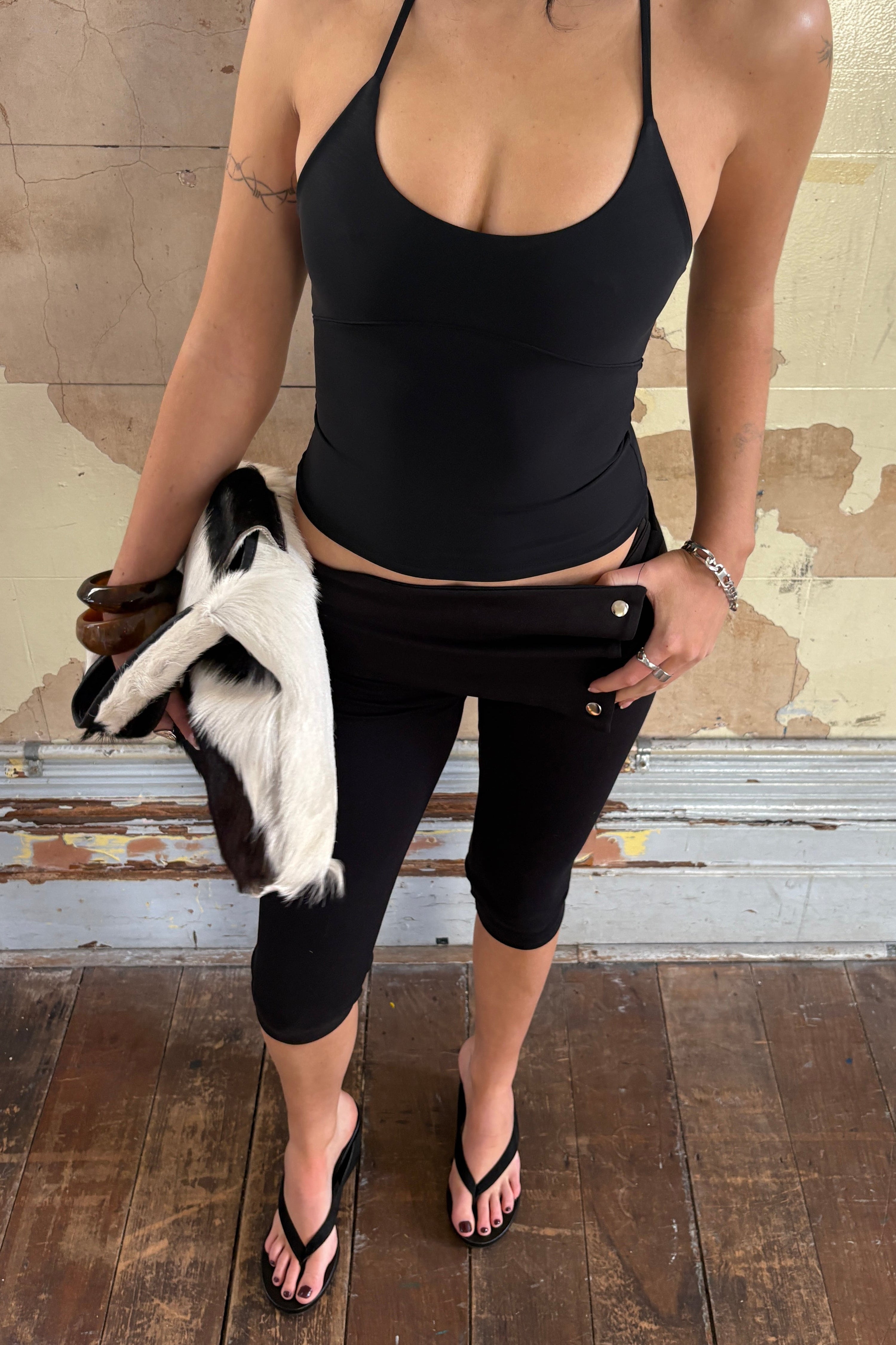 Black halter neck tank, body-hugging fit, day to night wear, sculpt tank, tank air, Mr Winston, by Neil Vernon